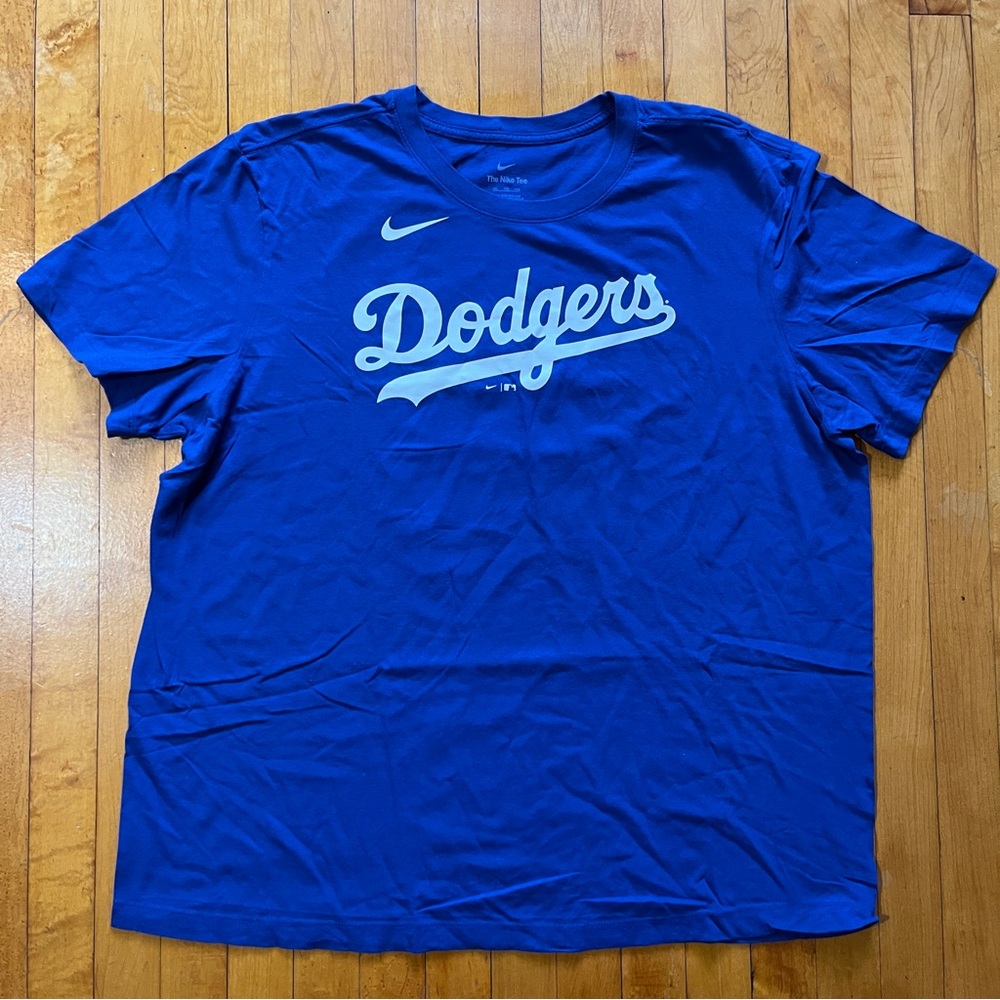 Los Angeles Dodgers Nike Tee Dri Fit XXL Short Sleeve T Shirt Blue Polyester